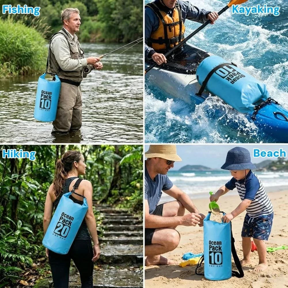 حقيبة جافة مقاومة للماء 500D،  - مراجعة Dry Bag Roll Top وسعره